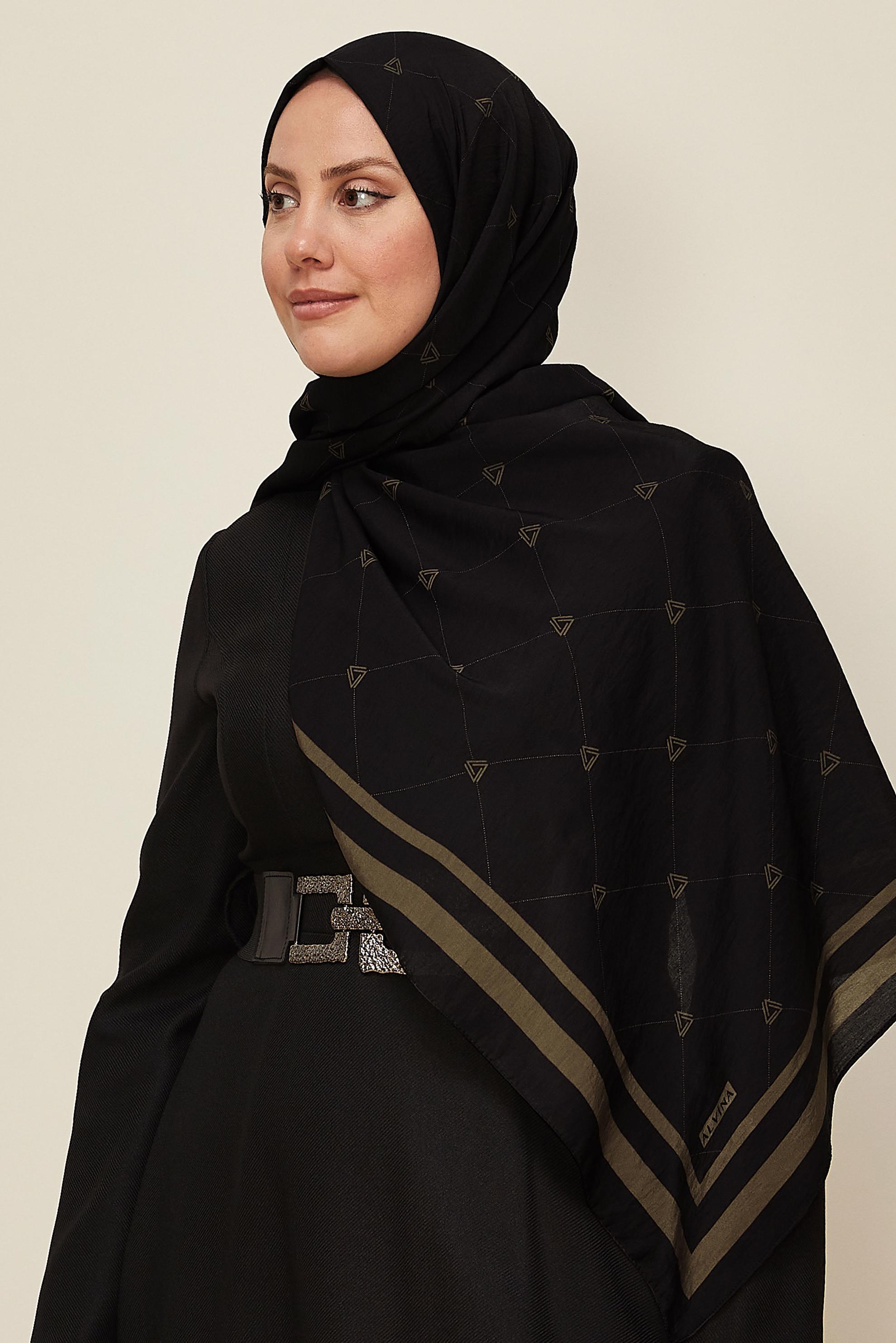 Vêtements hijab NOIR 8608 ALVİNA VİSKON ŞAL(PRM)