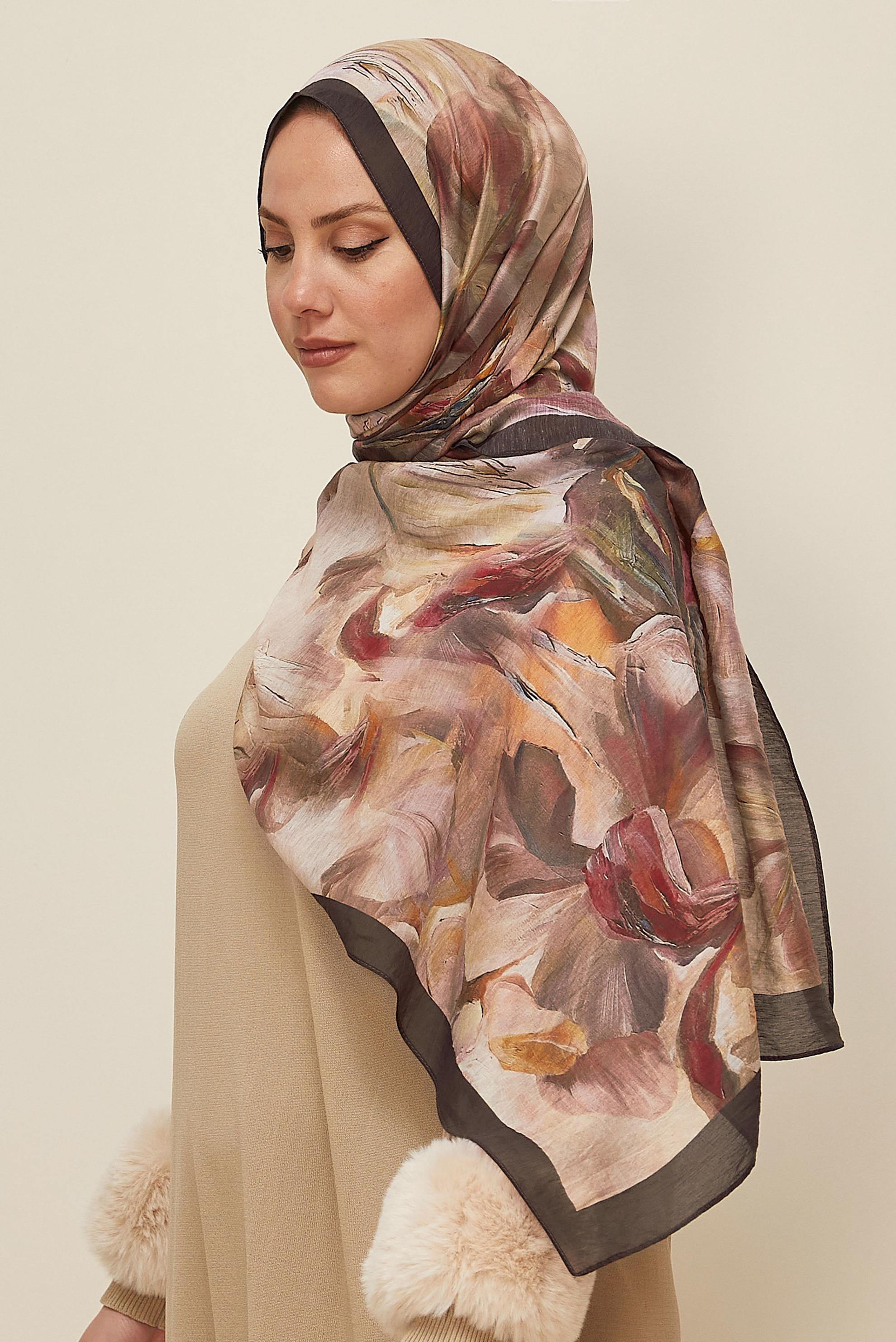 Vêtements hijab BRUN 8612 ALVİNA ALLURE ŞAL(NRL)