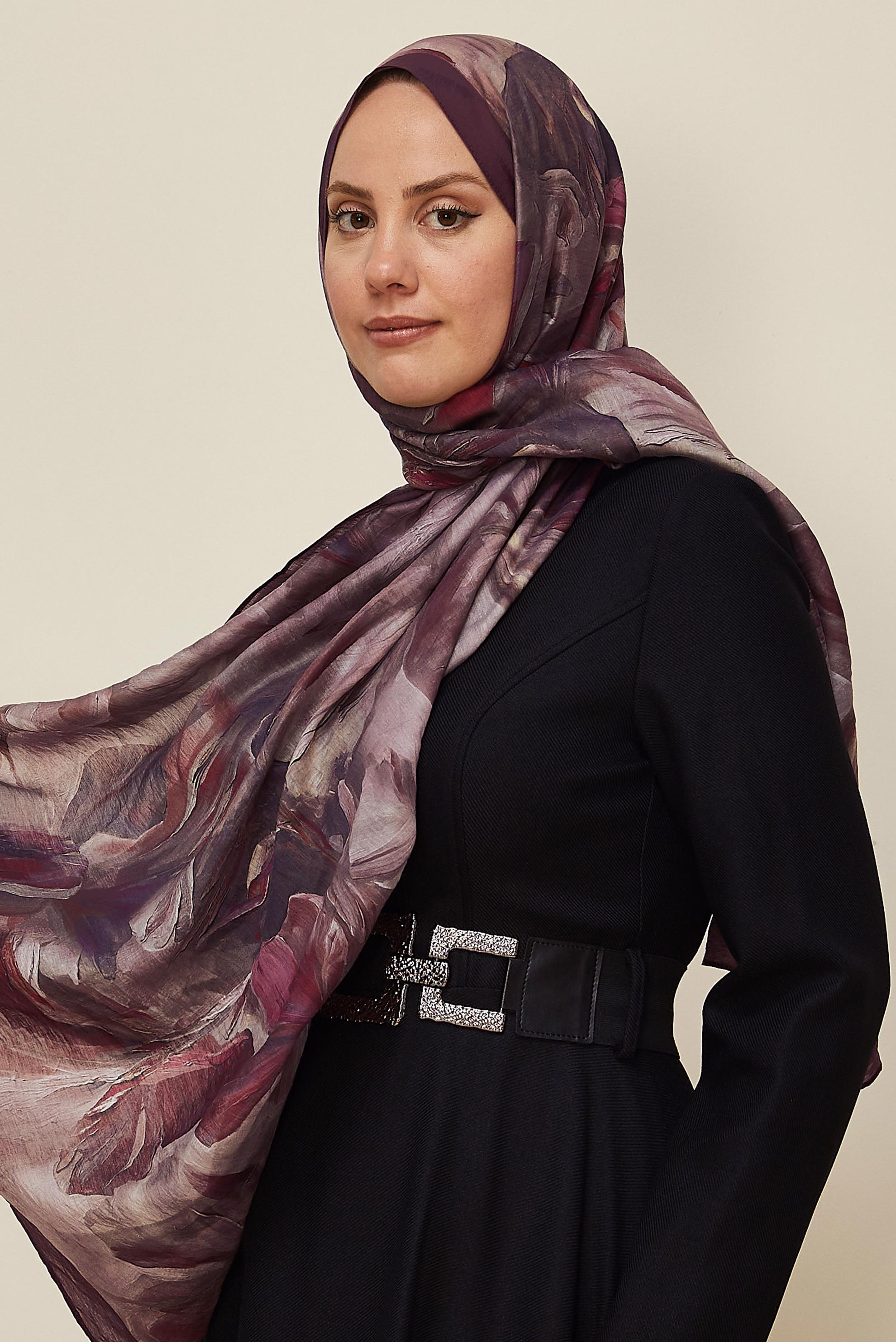 Vêtements hijab ROUGE BORDEAUX 8612 ALVİNA ALLURE ŞAL(NRL)