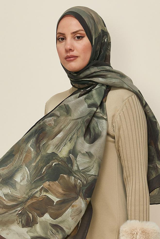 Vêtements hijab KAKI 8612 ALVİNA ALLURE ŞAL(NRL) - ALVİNA