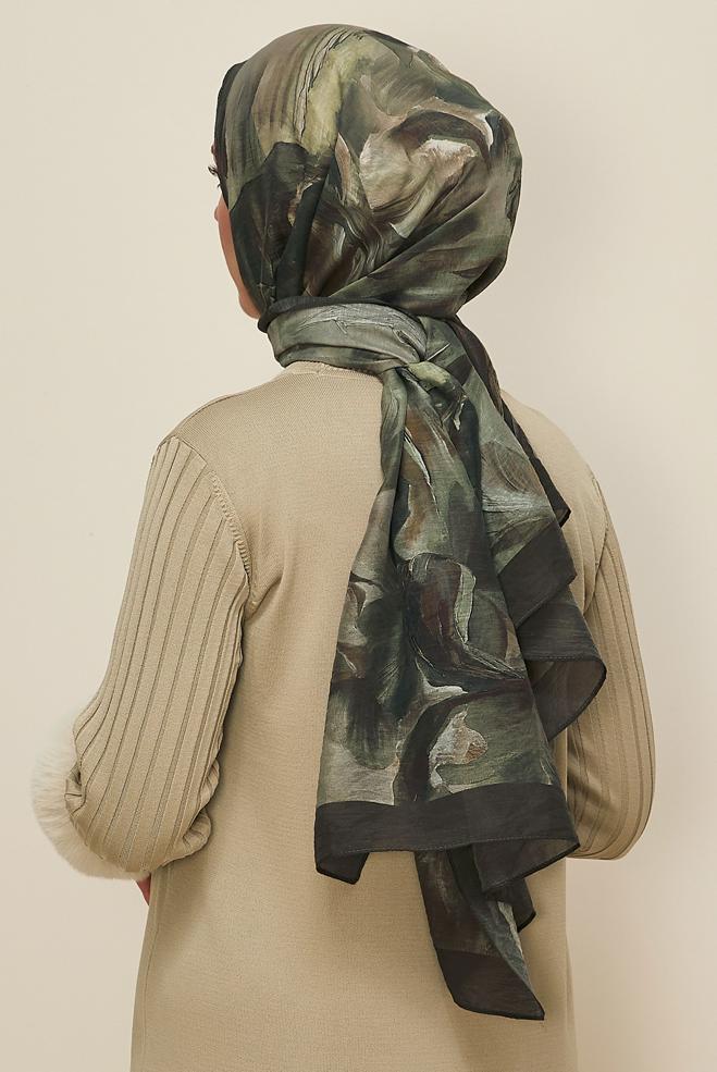Vêtements hijab KAKI 8612 ALVİNA ALLURE ŞAL(NRL) - ALVİNA