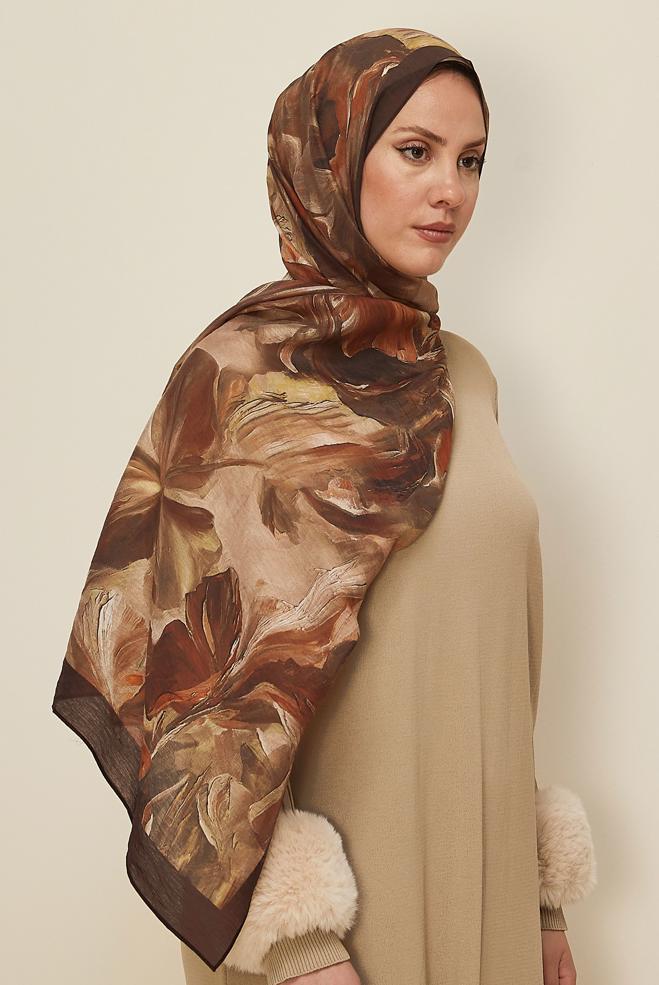 Vêtements hijab BRUN 8612 ALVİNA ALLURE ŞAL(NRL) - ALVİNA