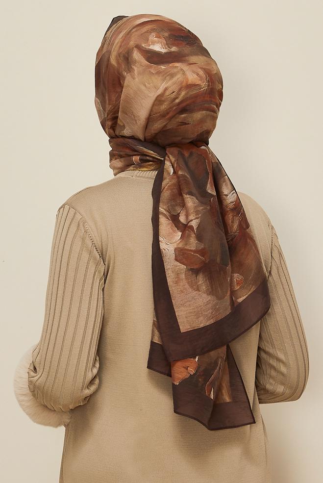 Vêtements hijab BRUN 8612 ALVİNA ALLURE ŞAL(NRL) - ALVİNA