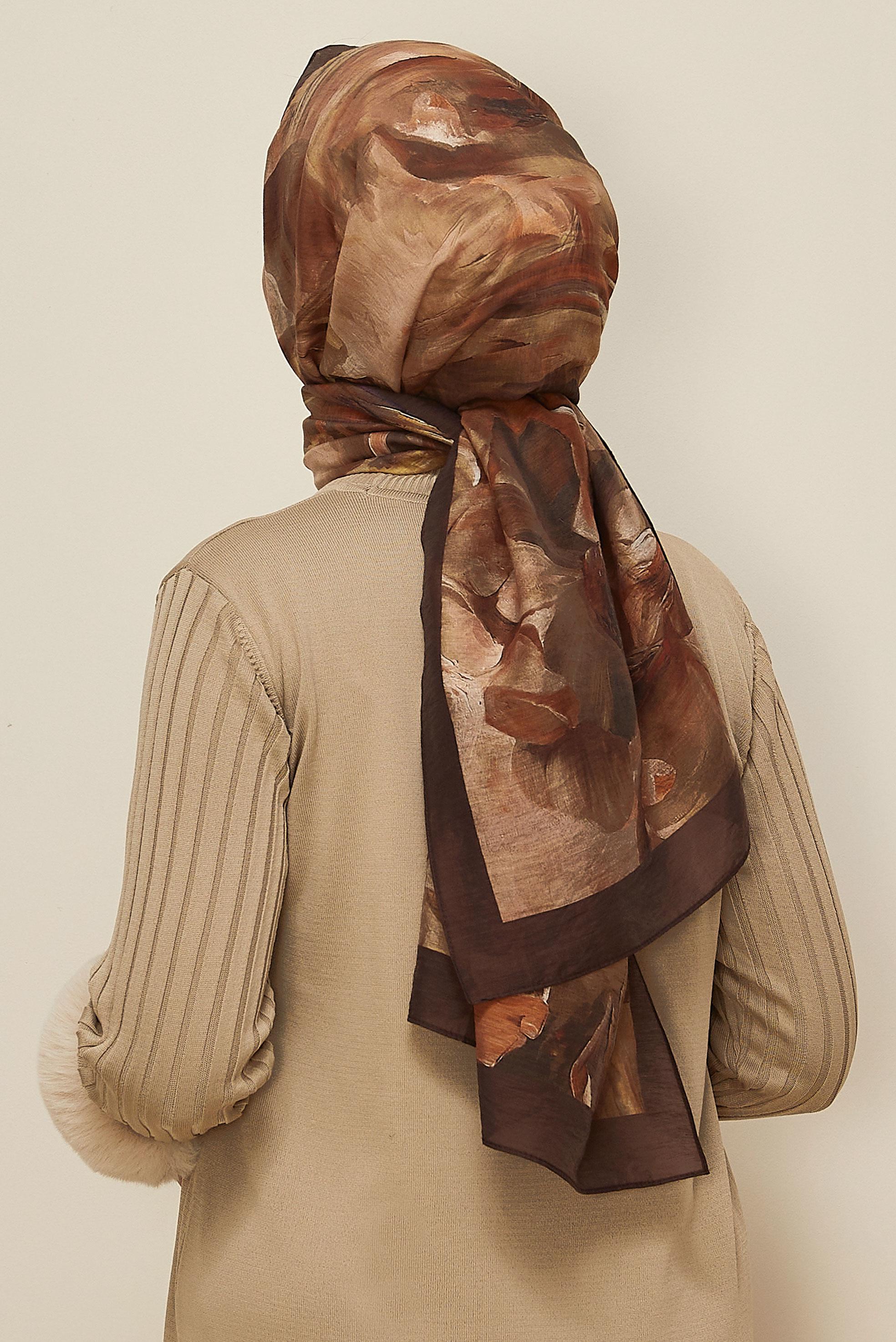 Vêtements hijab BRUN 8612 ALVİNA ALLURE ŞAL(NRL)