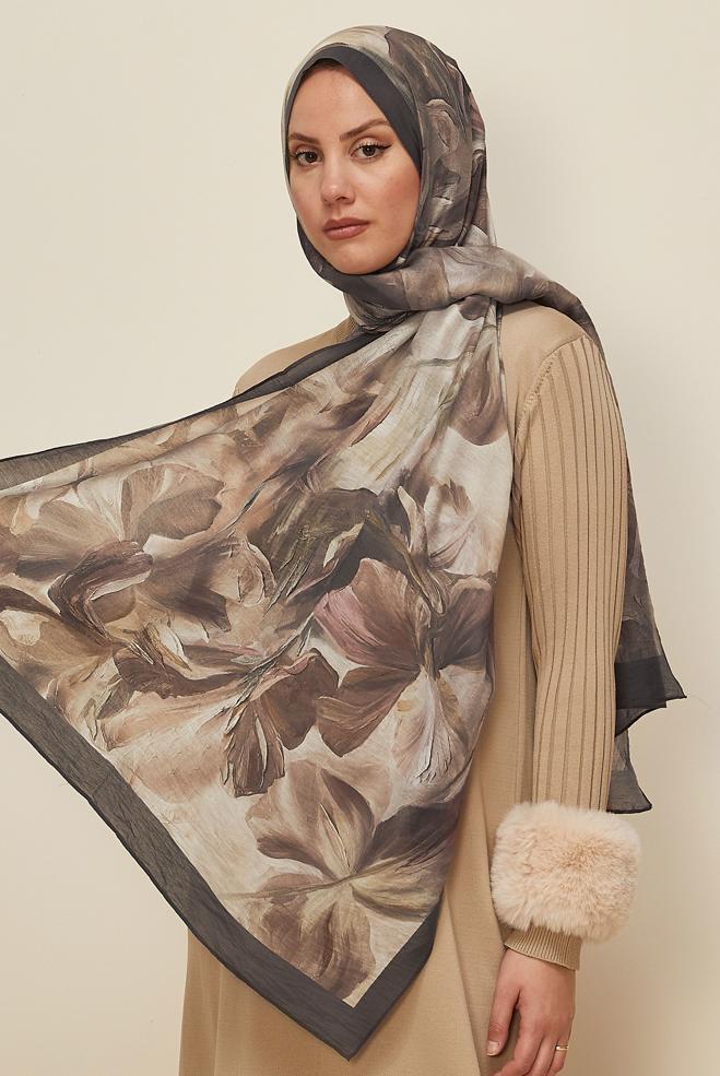 Vêtements hijab BEIGE 8612 ALVİNA ALLURE ŞAL(NRL) - ALVİNA