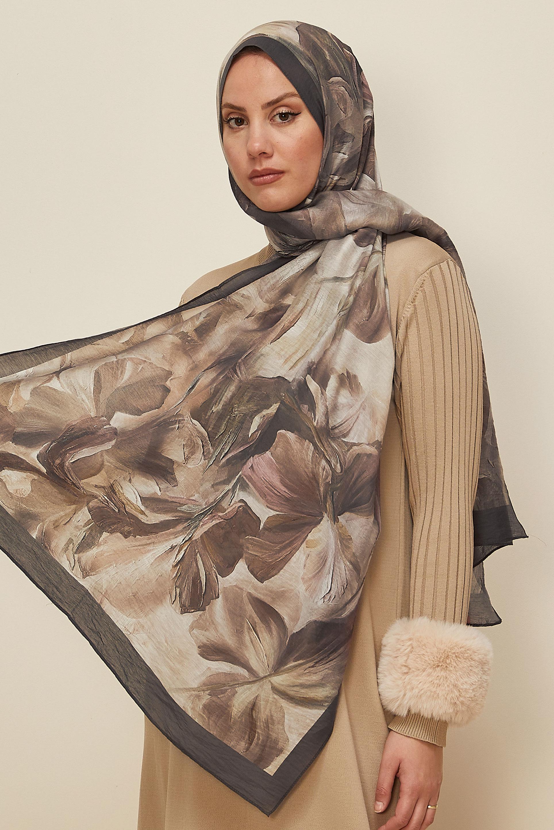 Vêtements hijab BEIGE 8612 ALVİNA ALLURE ŞAL(NRL)