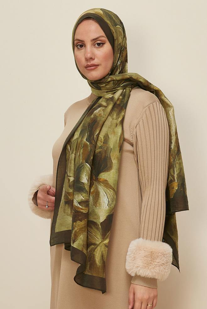 Vêtements hijab BRUN 8612 ALVİNA ALLURE ŞAL(NRL) - ALVİNA