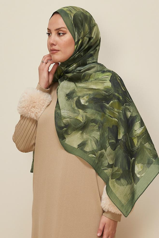 Vêtements hijab VERT 8612 ALVİNA ALLURE ŞAL(NRL) - ALVİNA