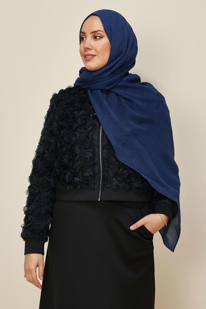 Tesettür giyim LACİVERT ALVİNA VELLURE ŞAL 8613 - ALVİNA