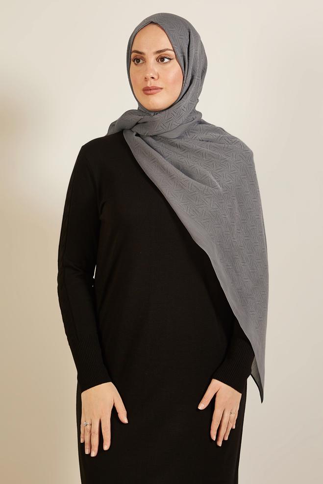 Tesettür giyim GRİ ALVİNA VELLURE ŞAL 8613 - ALVİNA