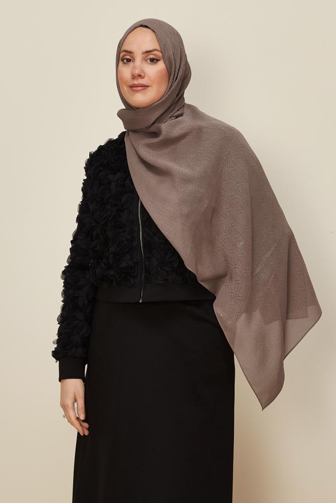 Tesettür giyim VİZON ALVİNA VELLURE ŞAL 8613 - ALVİNA