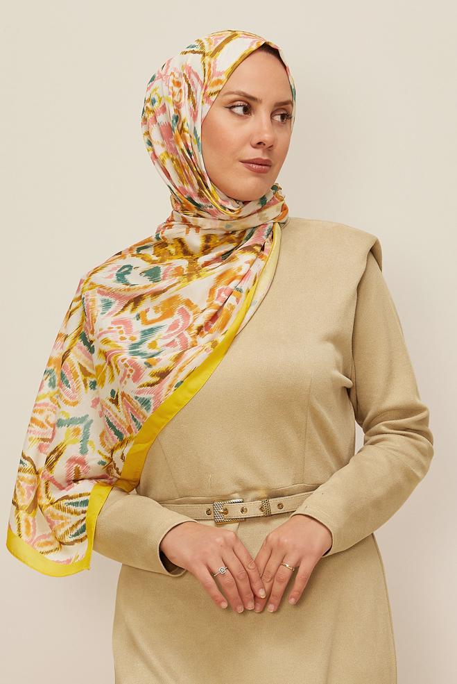 Vêtements hijab JAUNE 10866-1 ALVİNA SOFT ŞAL(HNM) - ALVİNA