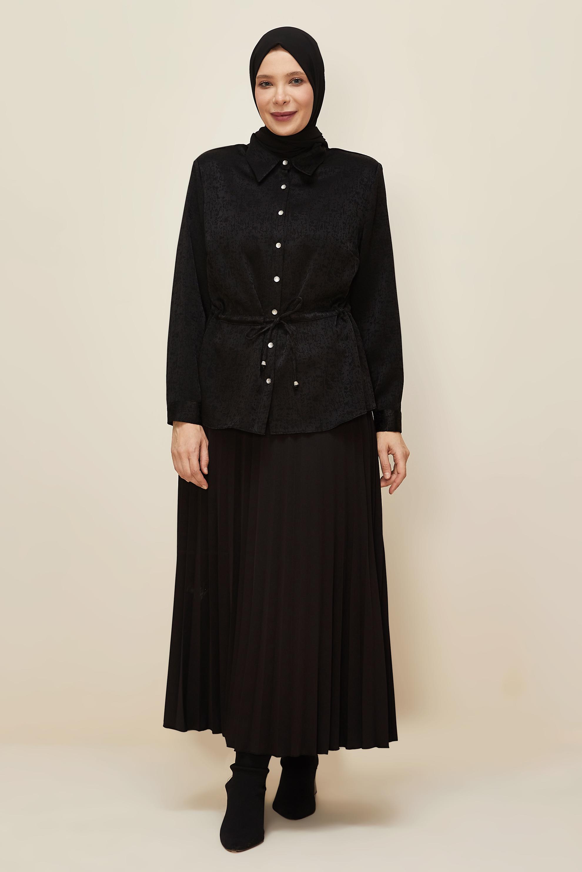 Hijab clothing BLACK SKIRTED JACQUARD SUIT 20882