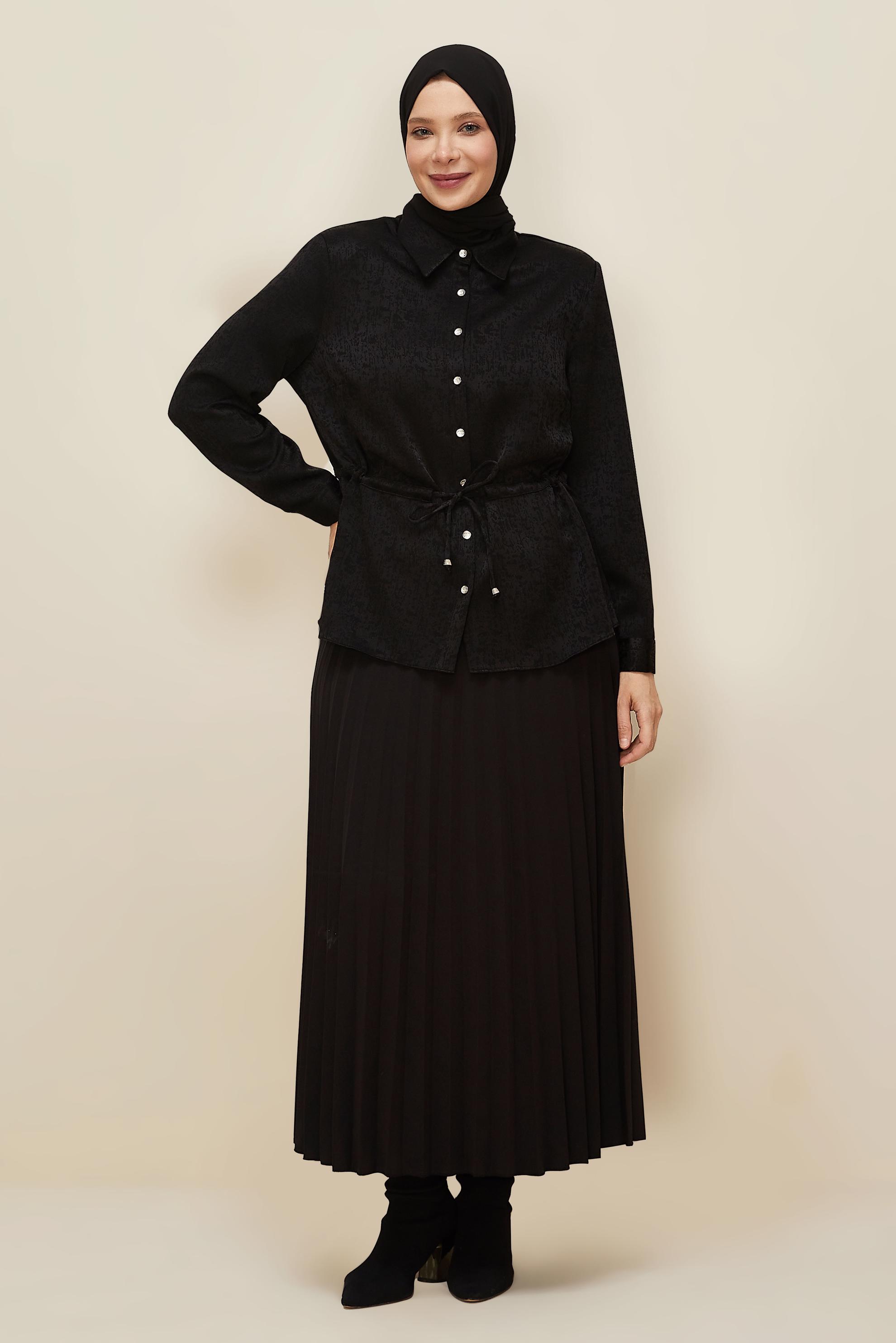 Hijab clothing BLACK SKIRTED JACQUARD SUIT 20882