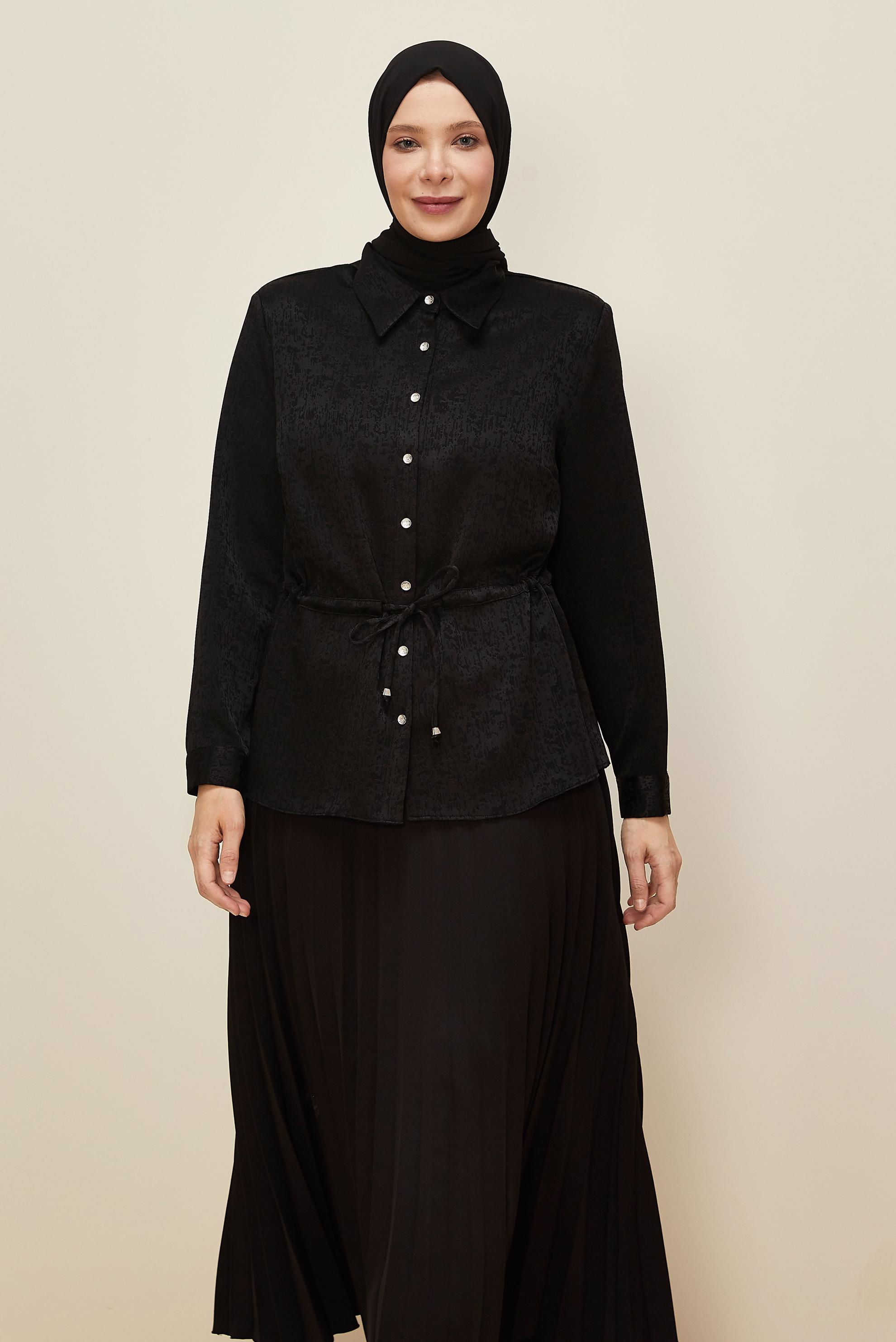 Hijab clothing BLACK SKIRTED JACQUARD SUIT 20882