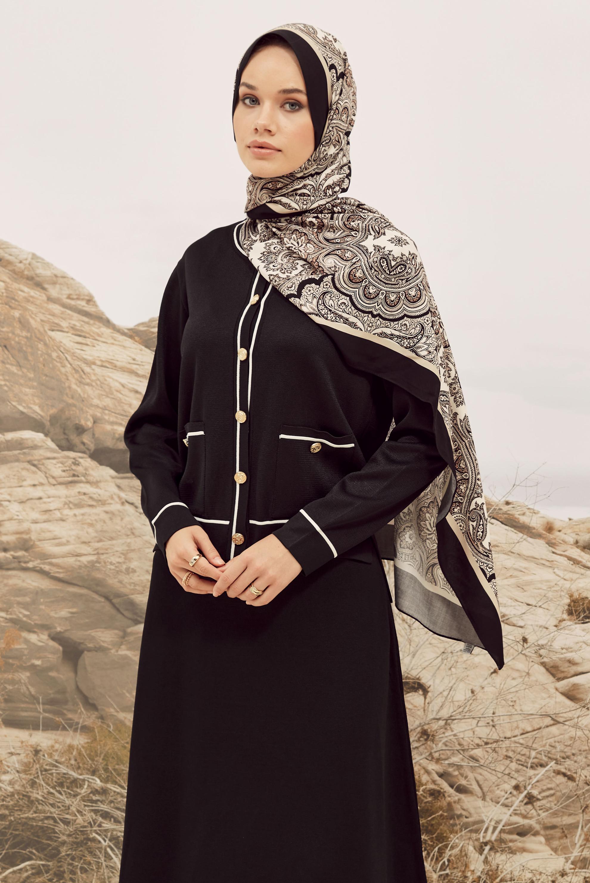 Vêtements hijab NOIR ENSEMBLE JUPE DEUX PIÈCES EN TRICOT 45858