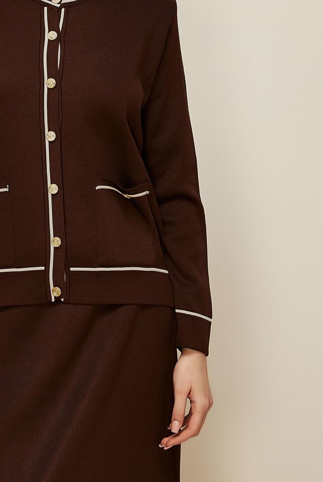 Vêtements hijab BRUN ENSEMBLE JUPE DEUX PIÈCES EN TRICOT 45858 - ALVİNA