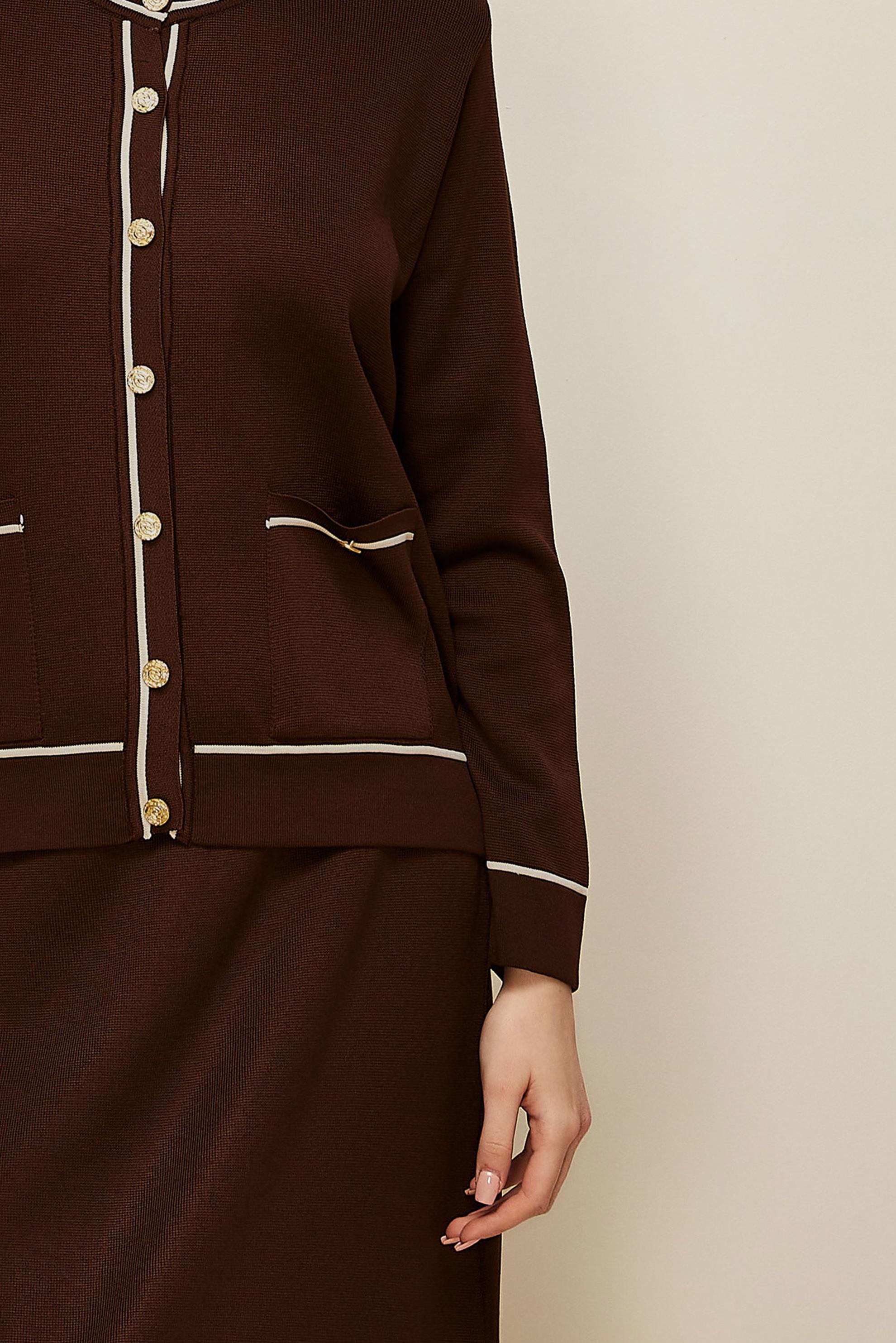 Hijab clothing BROWN KNITWEAR TWO-PIECE SKIRT SET 45858