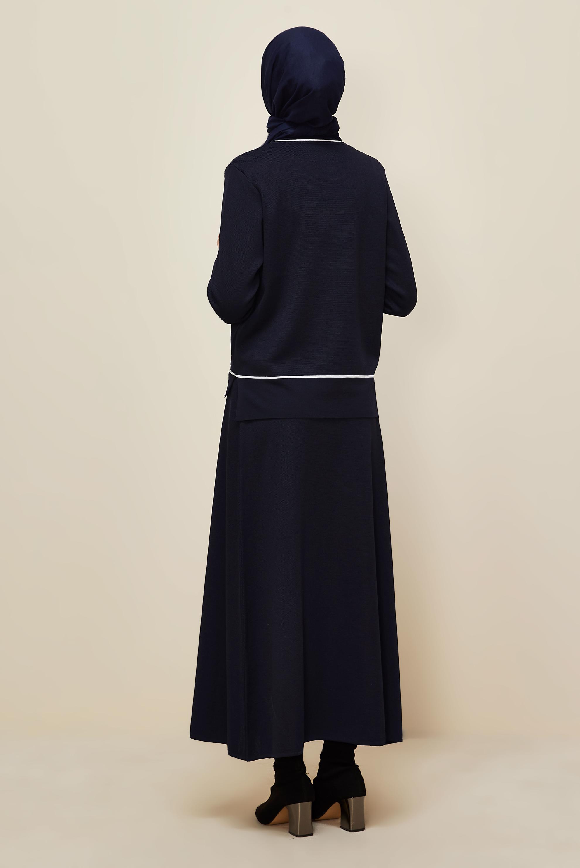 Hijab clothing NAVY BLUE KNITWEAR TWO-PIECE SKIRT SET 45858