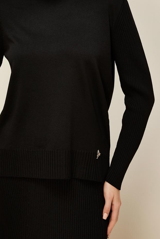 Vêtements hijab NOIR ENSEMBLE JUPE DEUX PIÈCES EN TRICOT 45860 - ALVİNA