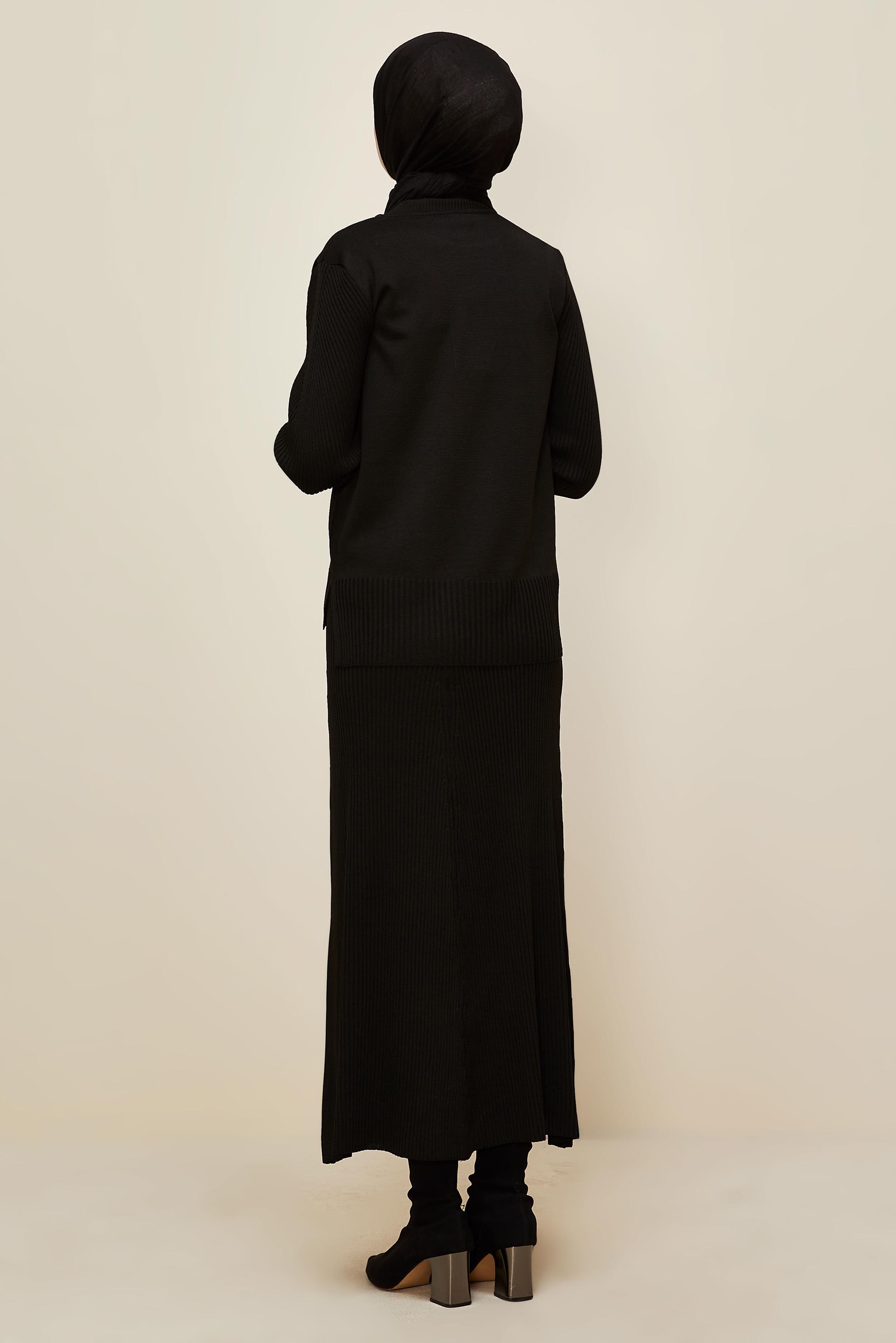 Vêtements hijab NOIR ENSEMBLE JUPE DEUX PIÈCES EN TRICOT 45860