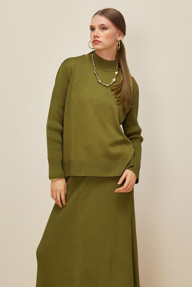 Vêtements hijab VERT ENSEMBLE JUPE DEUX PIÈCES EN TRICOT 45860 - ALVİNA