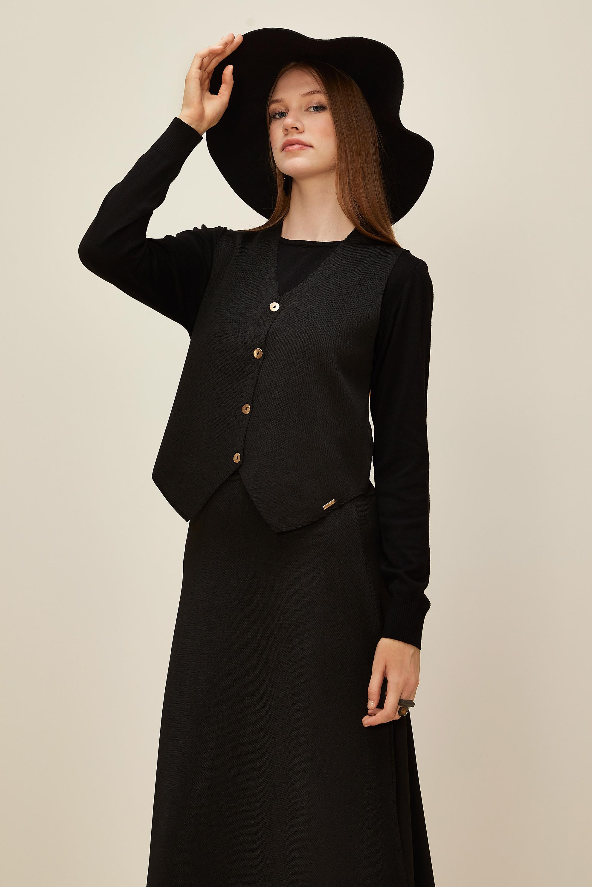 Vêtements hijab NOIR ENSEMBLE JUPE EN MAILLE 45861