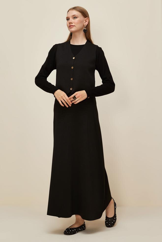 Vêtements hijab NOIR ENSEMBLE JUPE EN MAILLE 45861 - ALVİNA