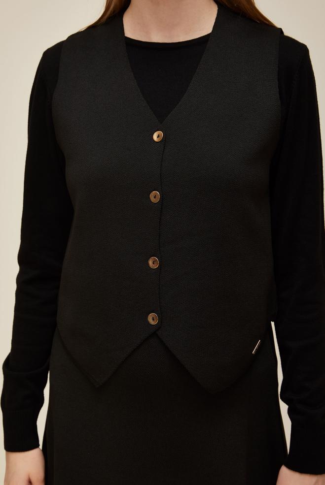 Vêtements hijab NOIR ENSEMBLE JUPE EN MAILLE 45861 - ALVİNA