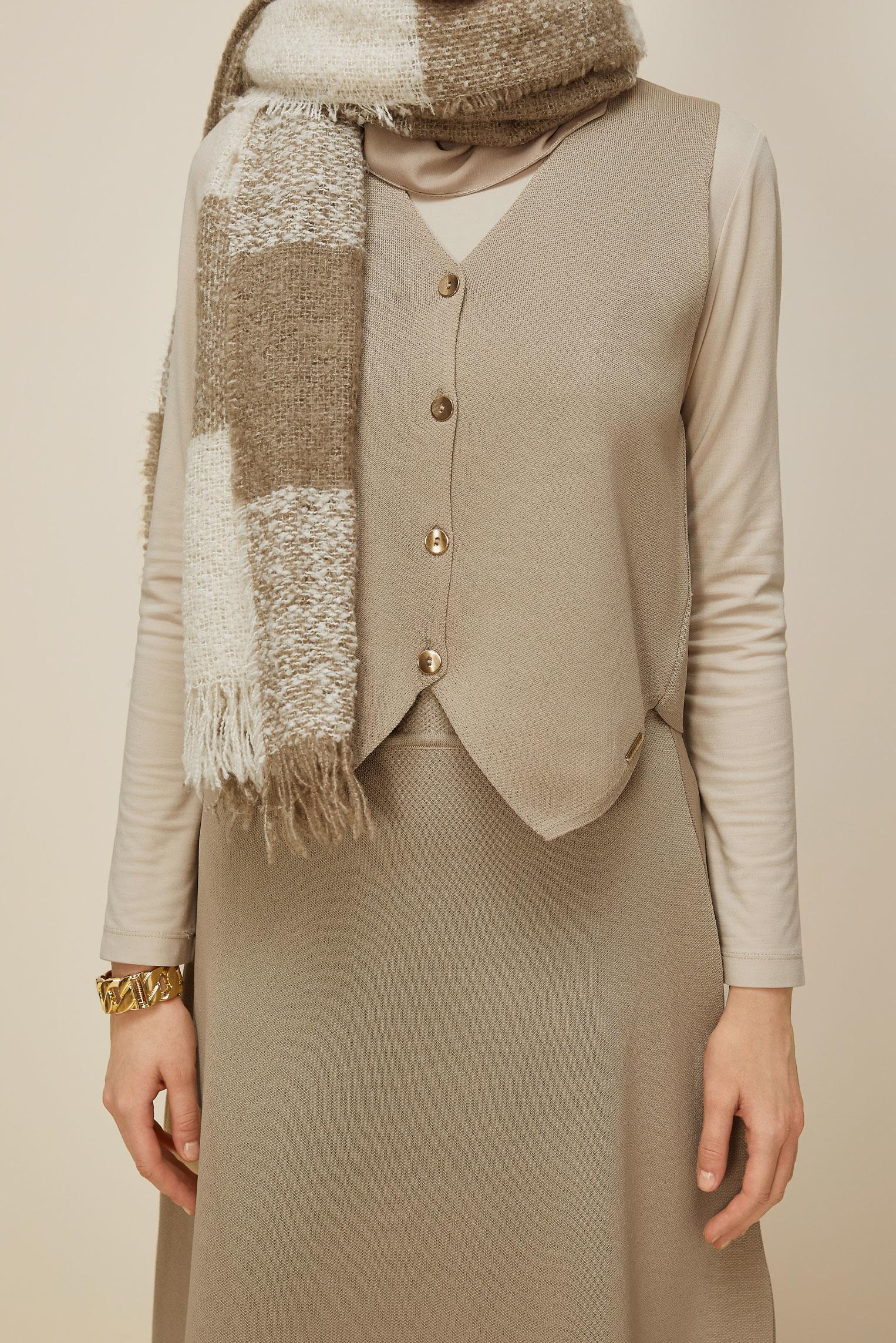 Vêtements hijab BEIGE ENSEMBLE JUPE EN MAILLE 45861