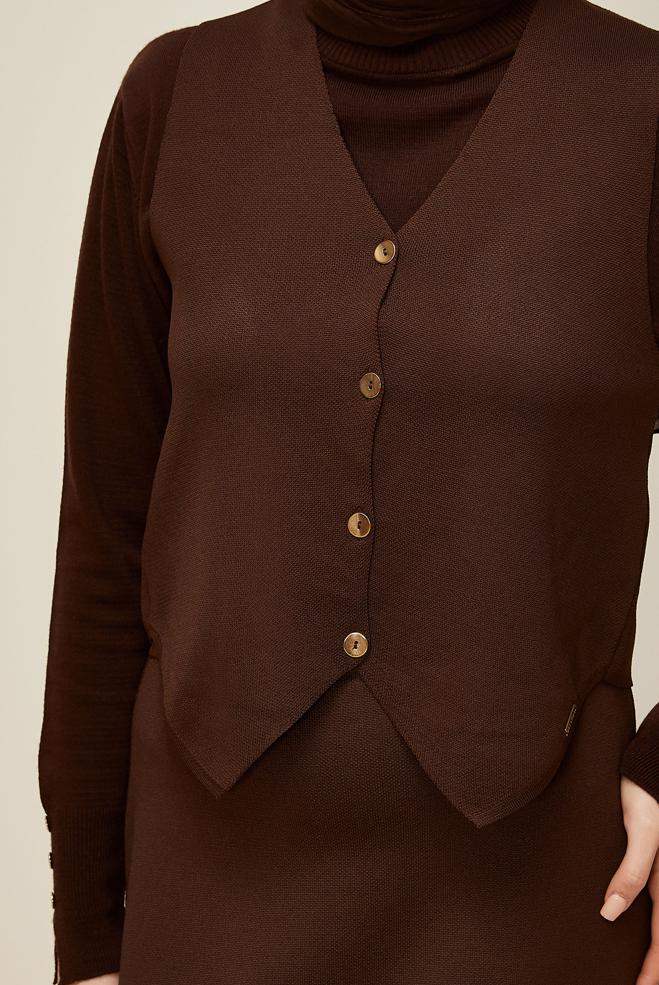 Hijab clothing BROWN 45861 TRİKO 2 Lİ ETEKLİ TAKIM 38-42 - ALVİNA