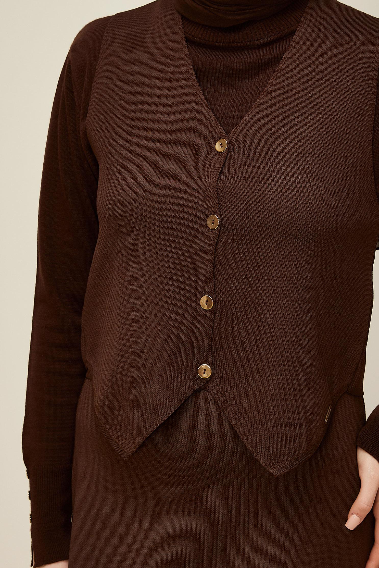 Hijab clothing BROWN 45861 TRİKO 2 Lİ ETEKLİ TAKIM 38-42