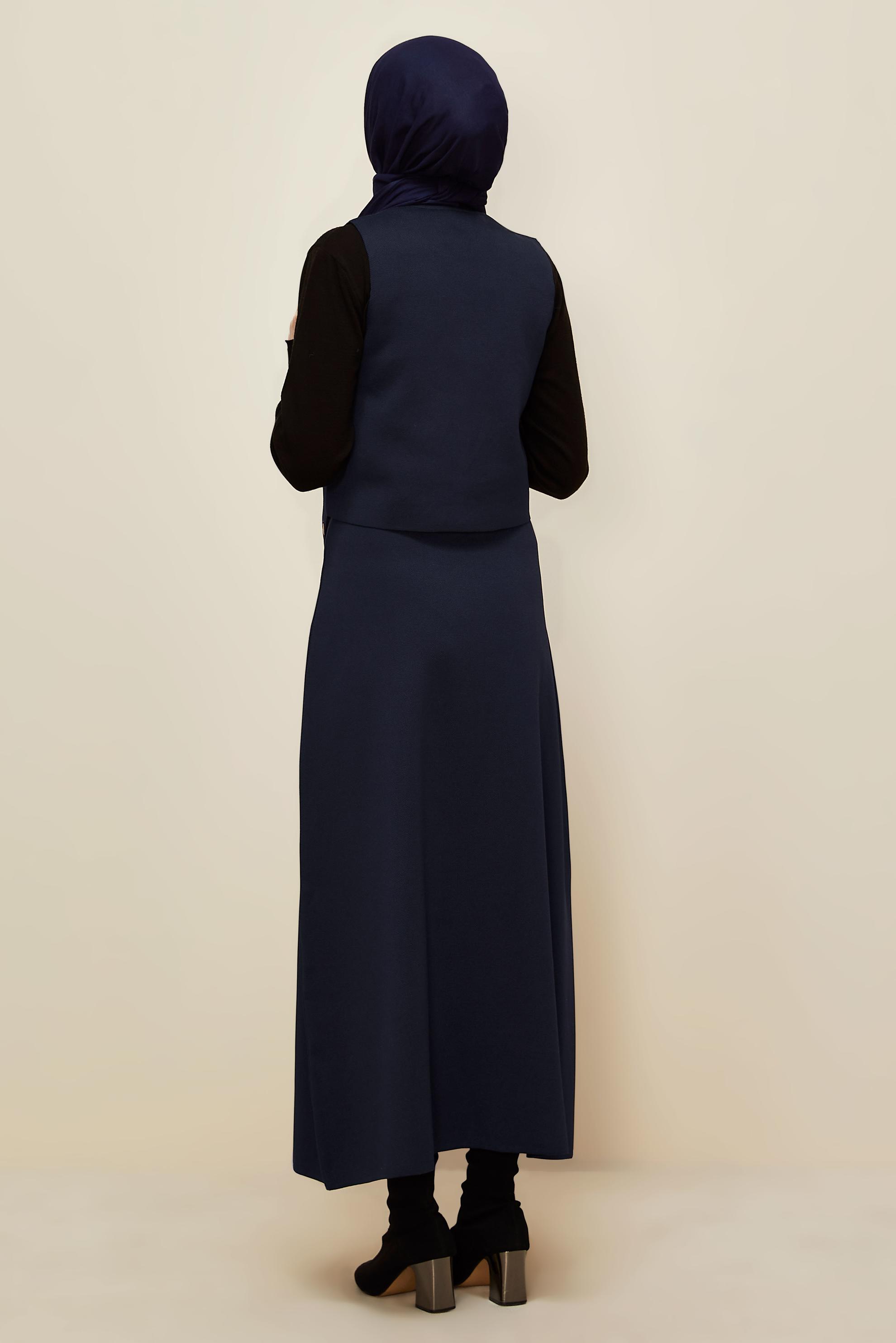 Hijab clothing NAVY BLUE KNITWEAR SKIRTED SUIT 45861