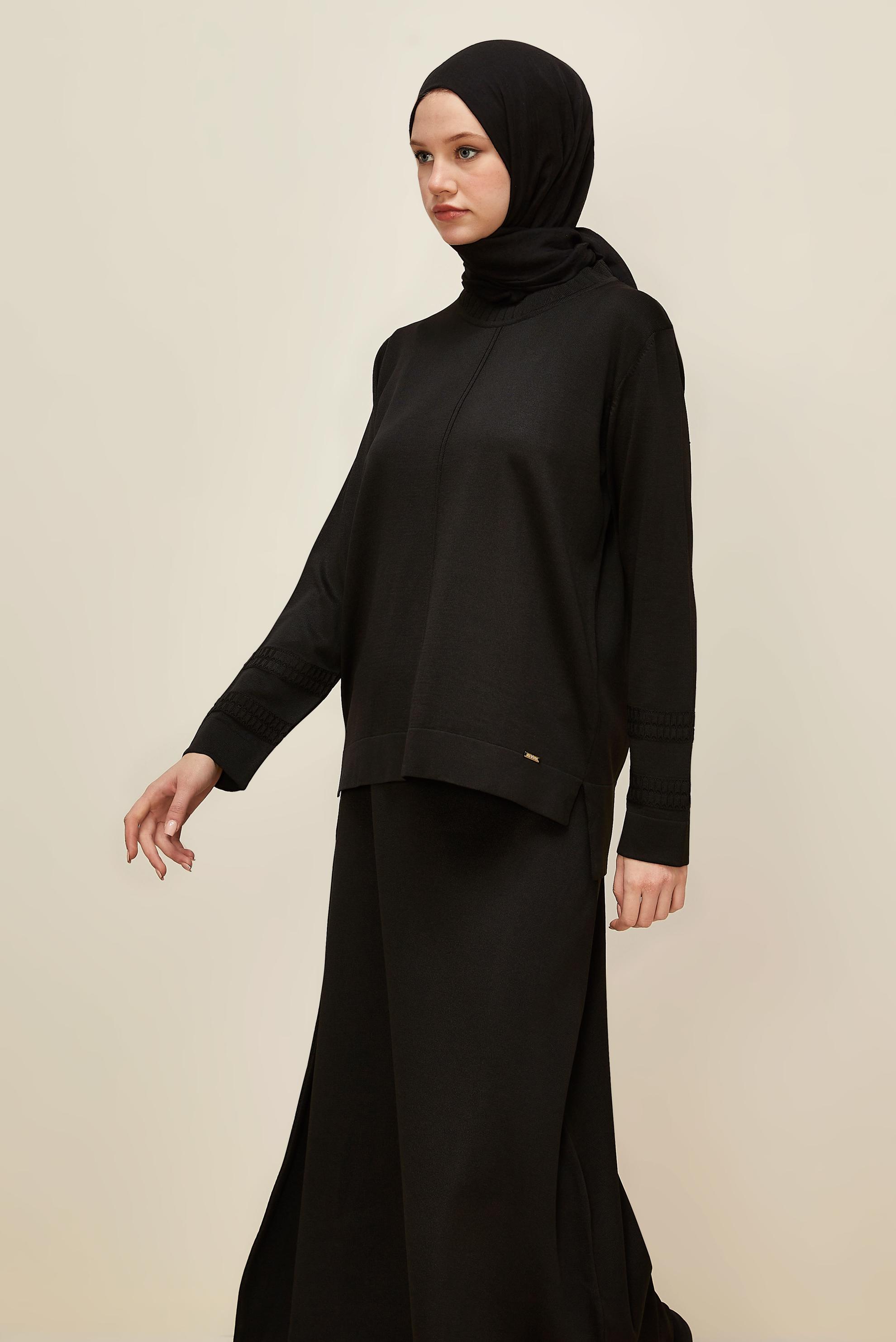 Hijab clothing BLACK KNITWEAR SKIRT SET 45862