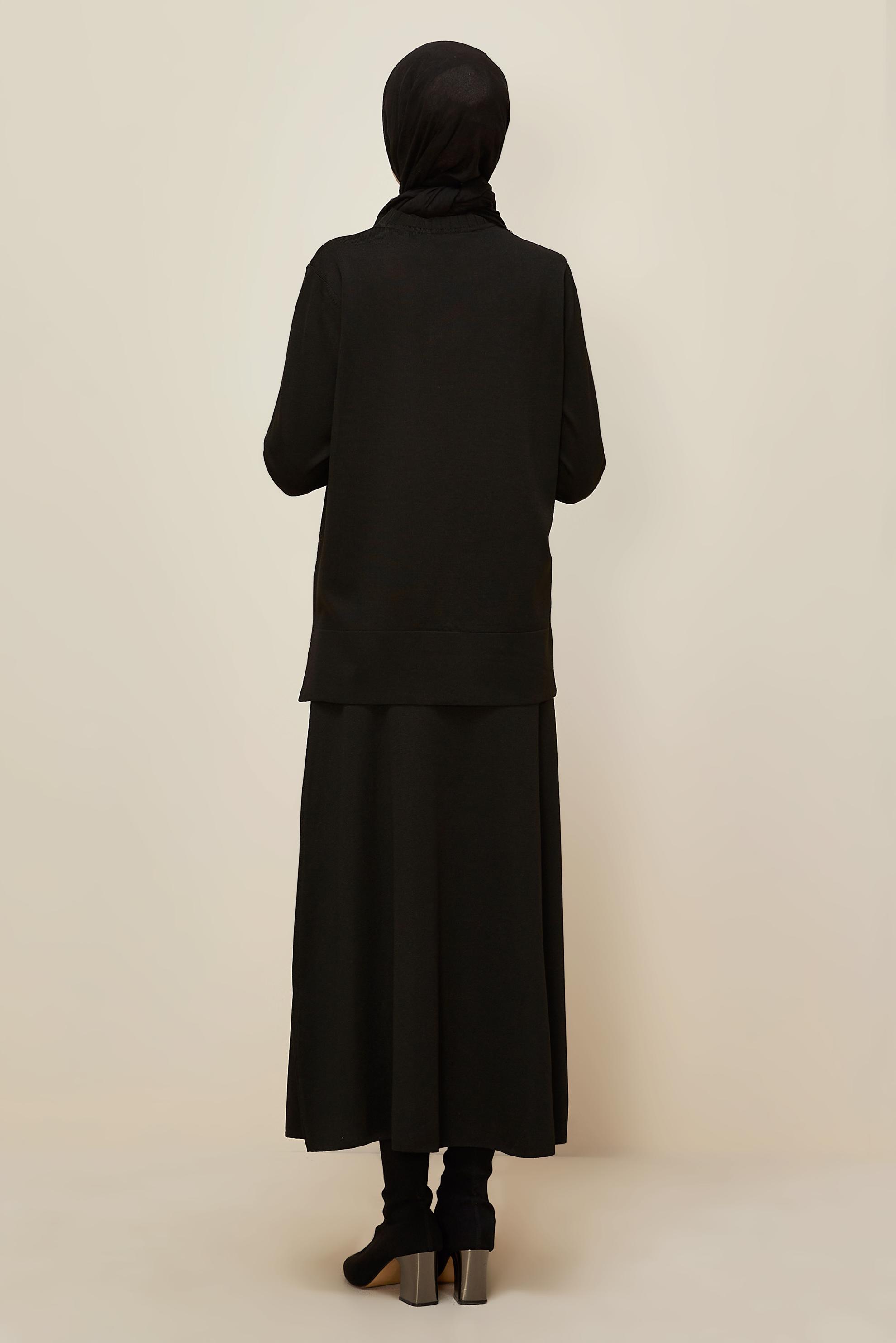Hijab clothing BLACK KNITWEAR SKIRT SET 45862