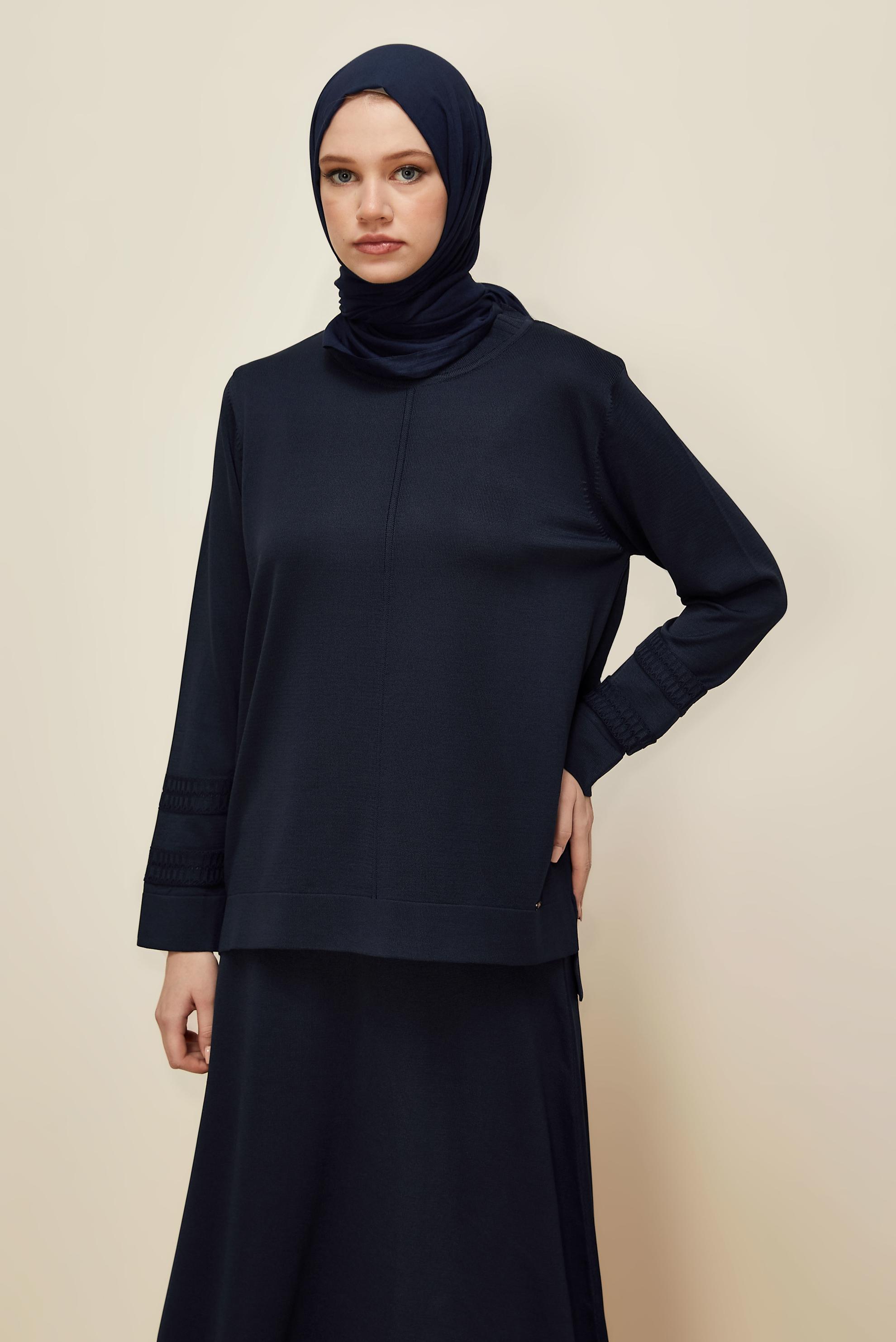 Hijab clothing NAVY BLUE KNITWEAR SKIRT SET 45862