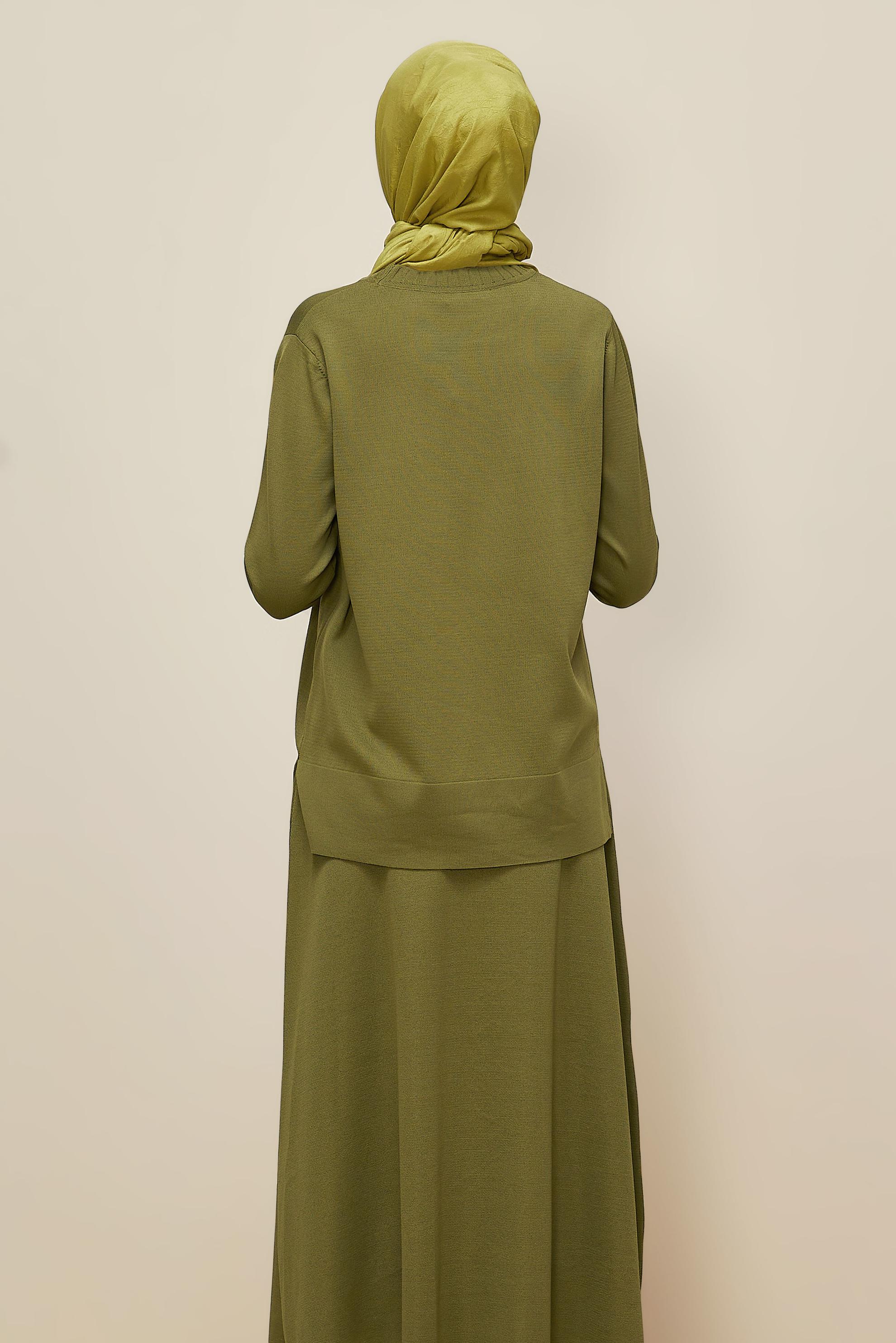 Hijab clothing GREEN KNITWEAR SKIRT SET 45862