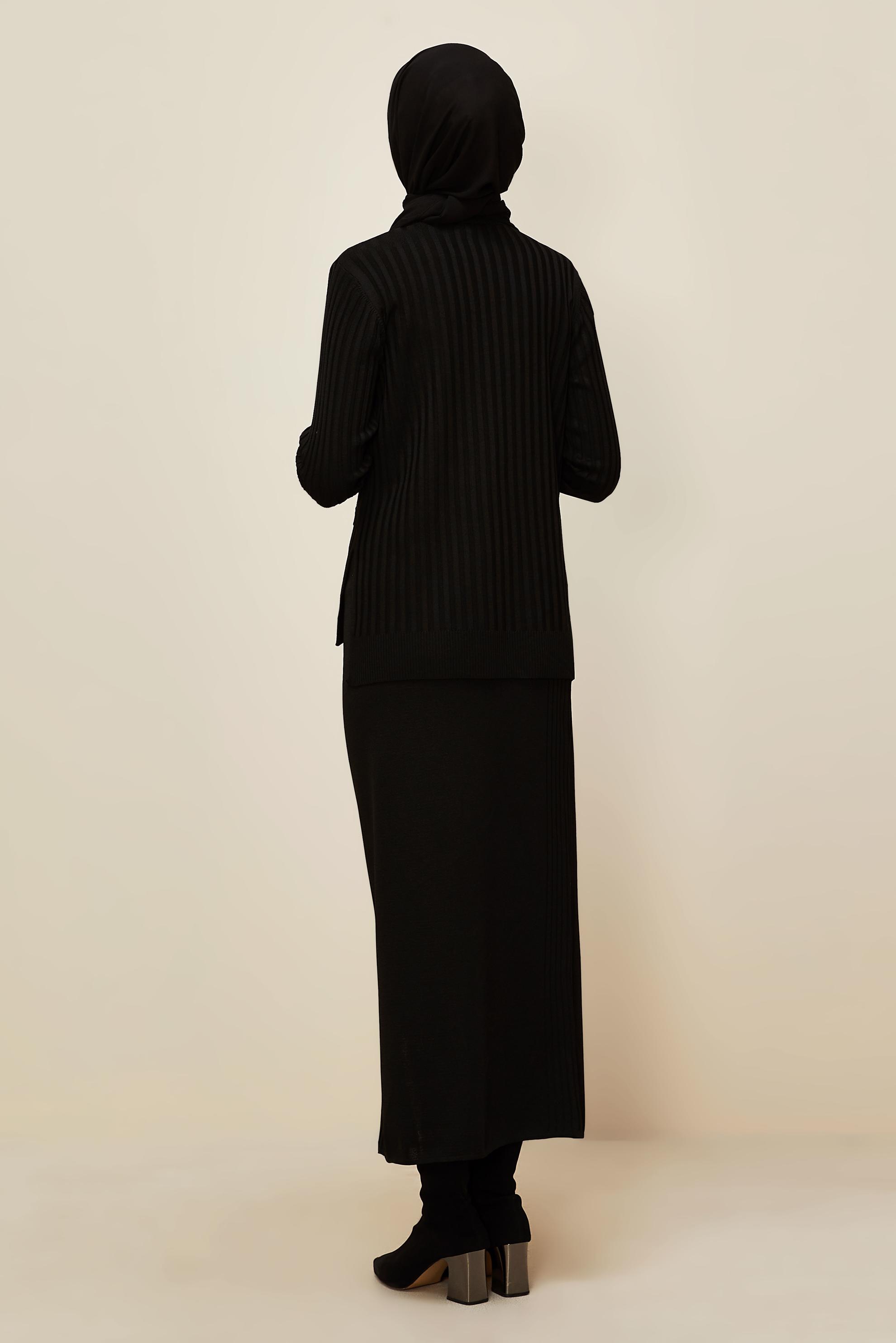 Hijab clothing BLACK KNITWEAR SKIRT SUIT 45870