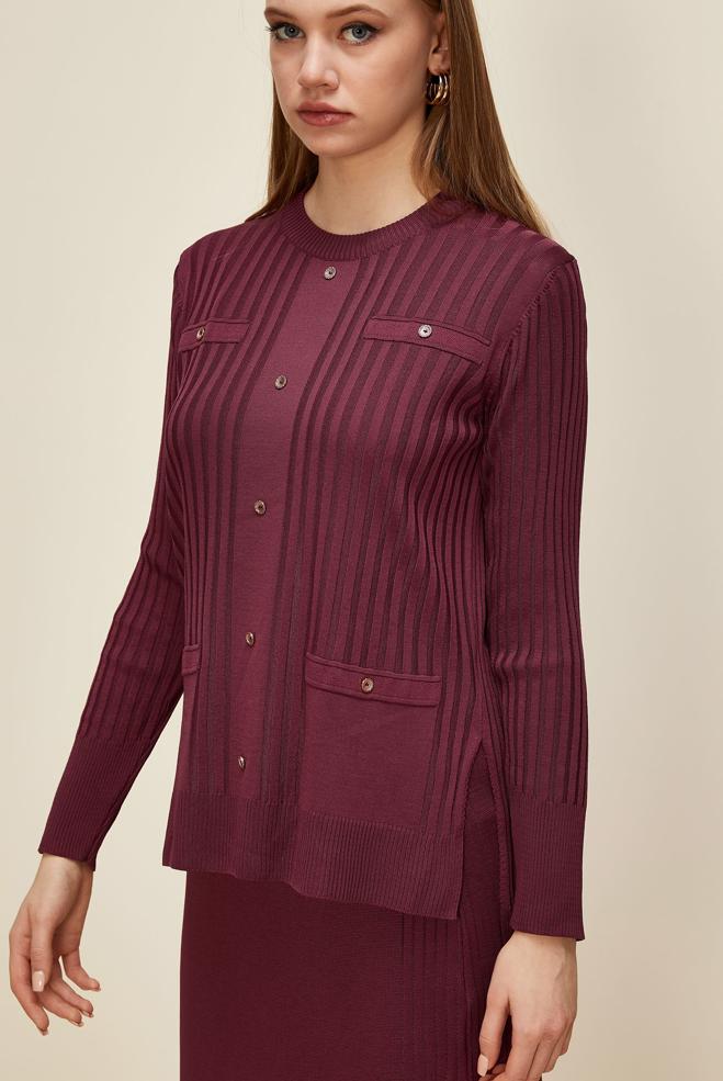 Vêtements hijab ROUGE BORDEAUX ENSEMBLE JUPE EN MAILLE 45870 - ALVİNA