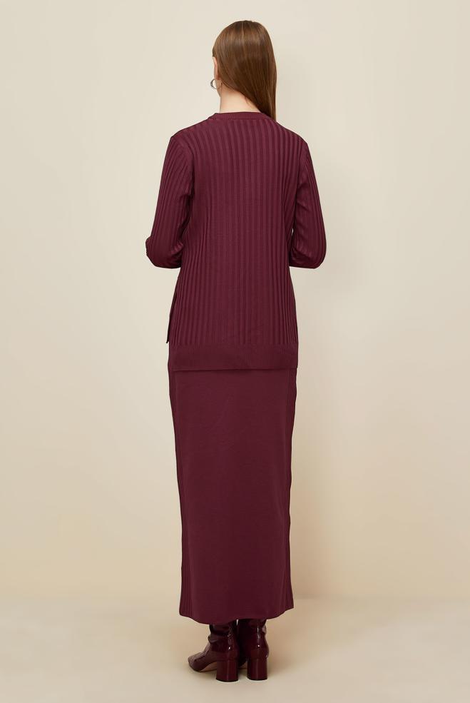 Vêtements hijab ROUGE BORDEAUX ENSEMBLE JUPE EN MAILLE 45870 - ALVİNA