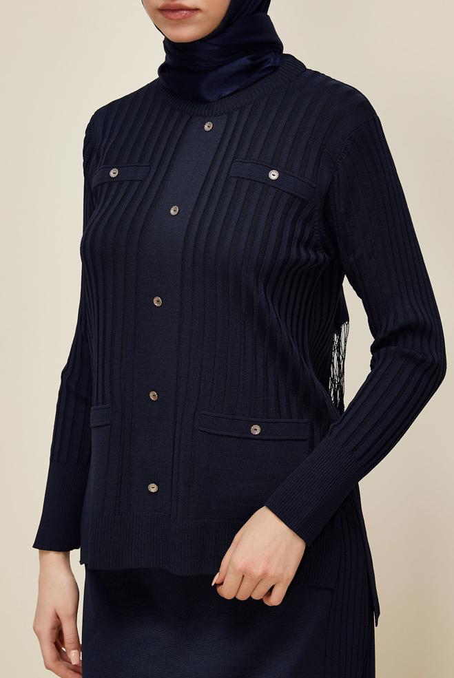 Vêtements hijab BLEU MARINE ENSEMBLE JUPE EN MAILLE 45870 - ALVİNA