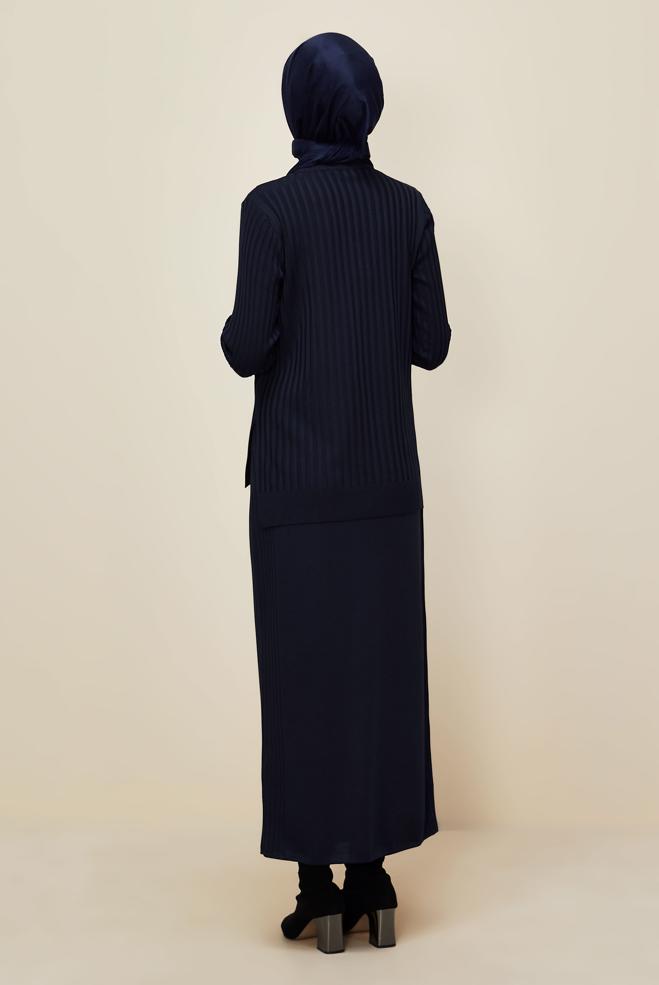 Vêtements hijab BLEU MARINE ENSEMBLE JUPE EN MAILLE 45870 - ALVİNA