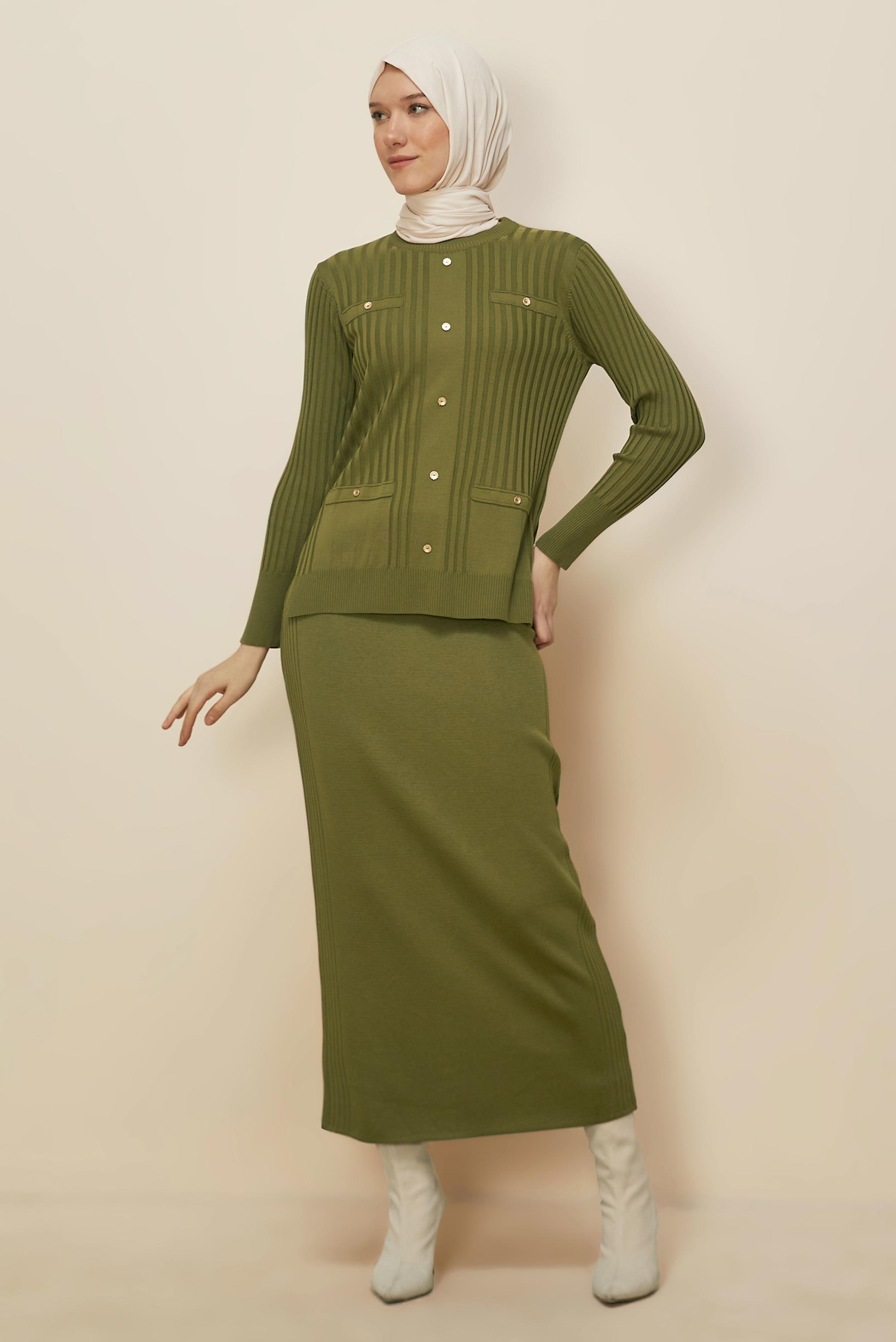 Hijab clothing GREEN KNITWEAR SKIRT SUIT 45870