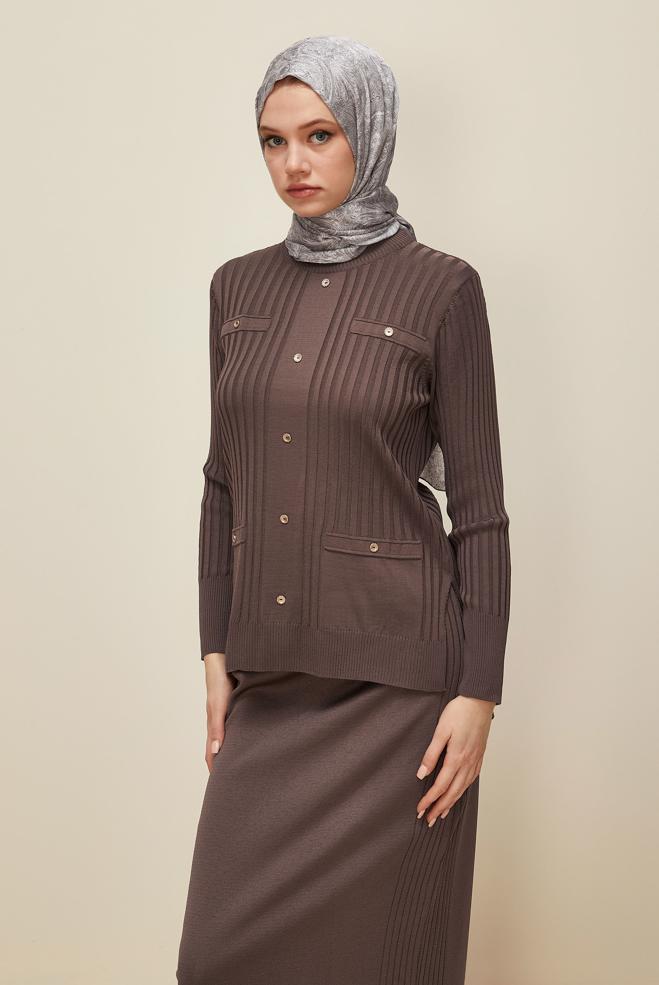 Vêtements hijab BRUN ENSEMBLE JUPE EN MAILLE 45870 - ALVİNA