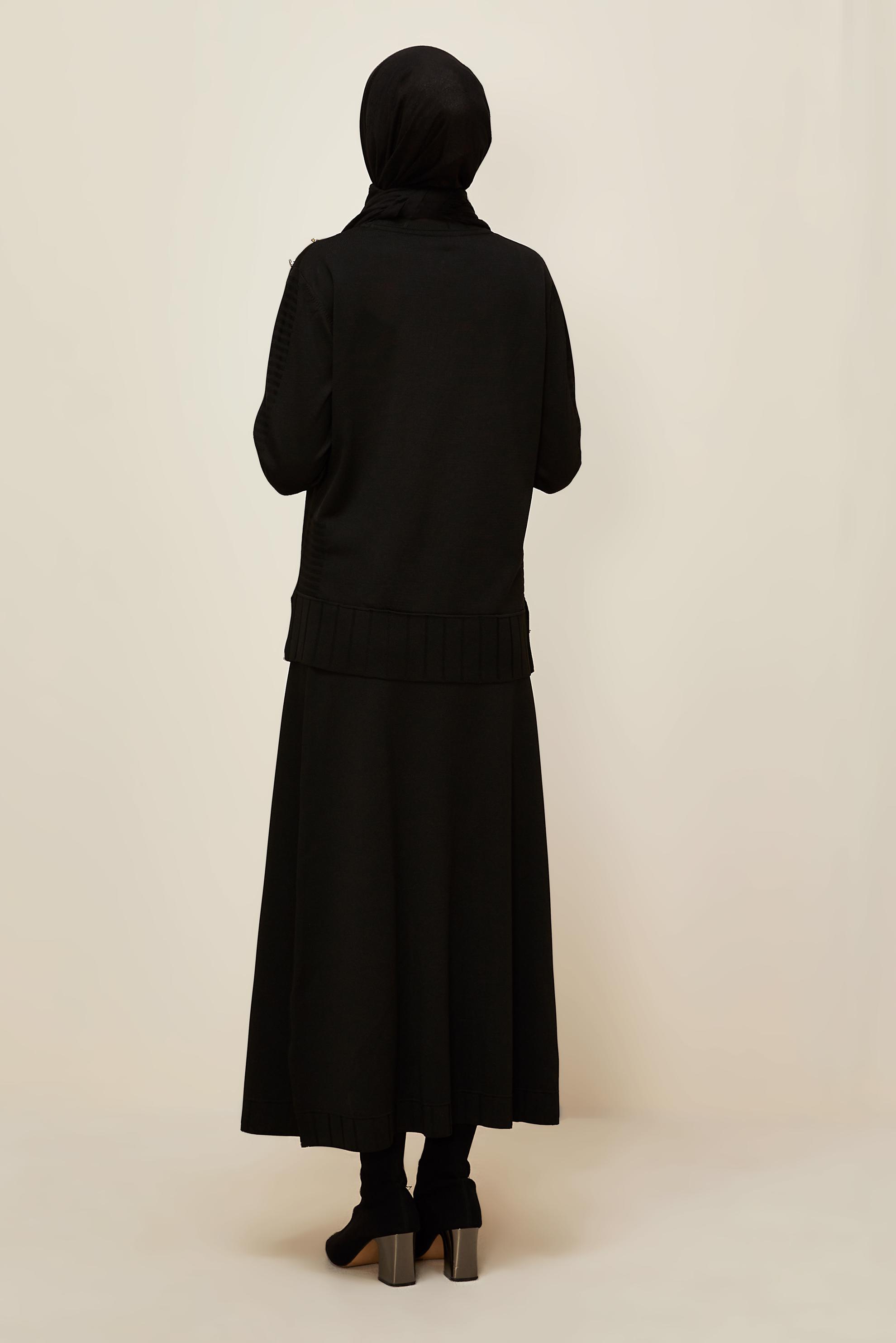 Hijab clothing BLACK KNITWEAR SKIRT SET 45872