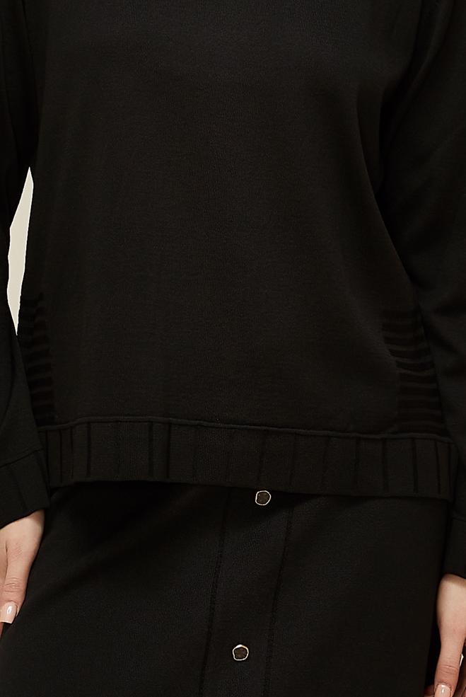 Tesettür giyim SİYAH ETEKLİ TRİKO TAKIM 45872 - ALVİNA