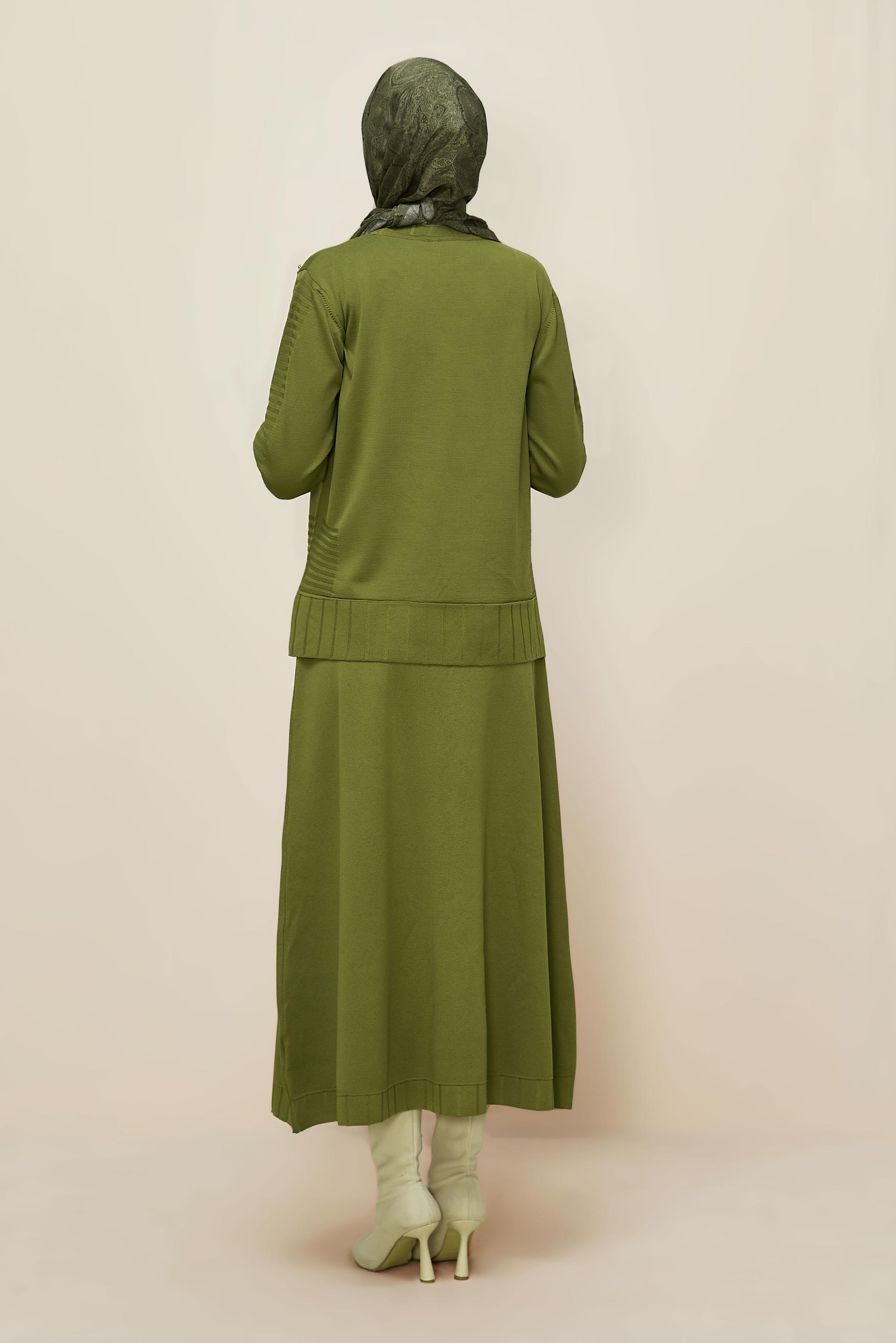 Hijab clothing GREEN KNITWEAR SKIRT SET 45872