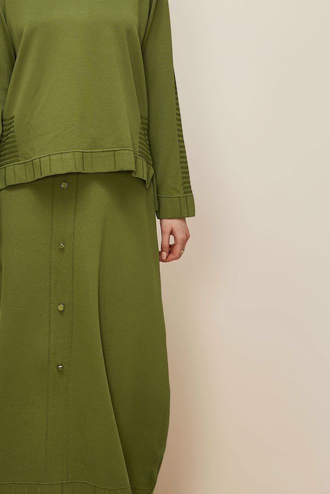 Tesettür giyim YEŞİL ETEKLİ TRİKO TAKIM 45872 - ALVİNA