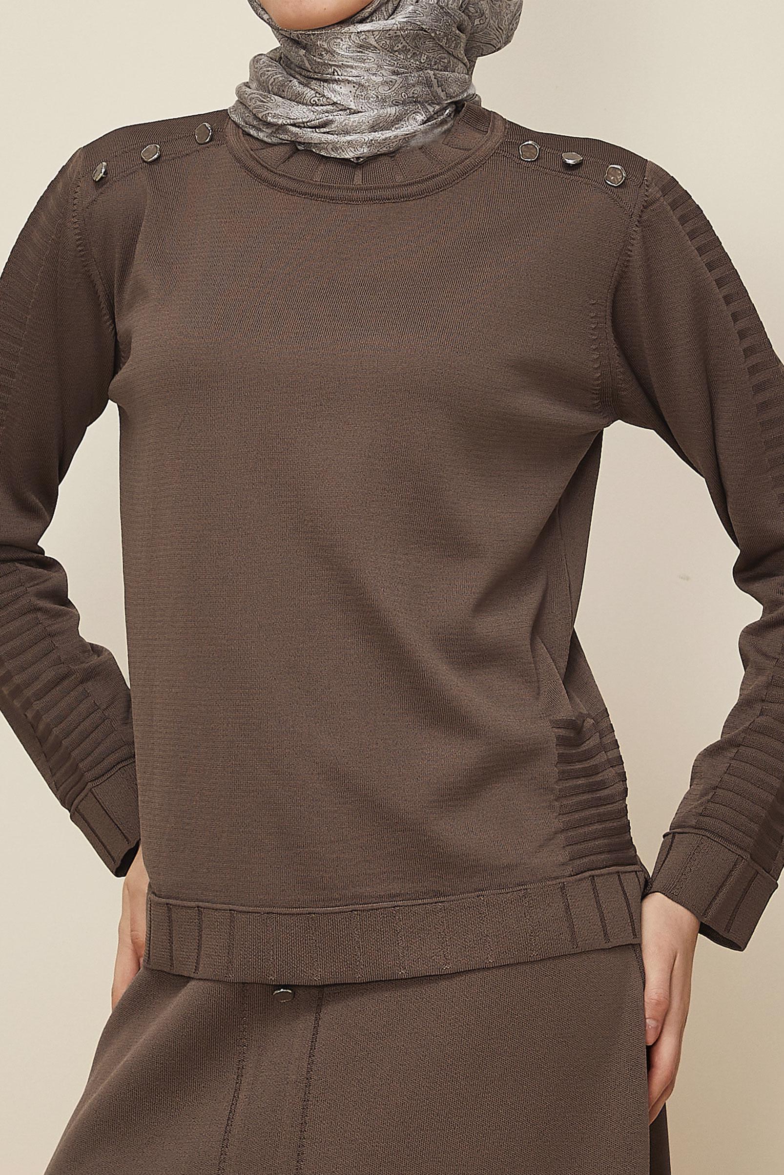 Hijab clothing BROWN KNITWEAR SKIRT SET 45872