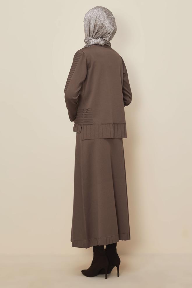 Hijab clothing BROWN KNITWEAR SKIRT SET 45872 - ALVİNA